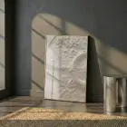 Dekoratif Oyma Sıcak Krem Tonları Tekli Gold Metal Çerçeveli Cam Tablo Poster Obje