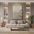 Dekoratif Oyma Sıcak Krem Tonları Tekli Siyah Metal Çerçeveli Cam Tablo Poster Obje