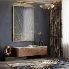 Tüy Motif Gümüş Gri Altın Tekli Gold Metal Çerçeveli Cam Tablo Ev Dekorasyonu
