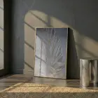 Tüy Motif Gümüş Gri Altın Tekli Gold Metal Çerçeveli Cam Tablo Ev Dekorasyonu