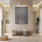 Tüy Motif Gümüş Gri Altın Tekli Siyah Metal Çerçeveli Cam Tablo Poster Dekoratif