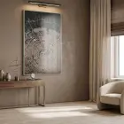 Kırık Dokular Koyu Bej Tonları Tekli Gümüş Metal Çerçeveli Cam Tablo Salon Oturma