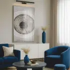 Ağaç Halkası Toprak Tonları Tekli Gümüş Metal Çerçeveli Cam Tablo Ev Dekorasyonu Oda