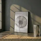 Ağaç Halkası Toprak Tonları Tekli Siyah Metal Çerçeveli Cam Tablo Salon Oturma Odası