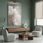 Işıltılı Çiçek Beyaz Altın Tonları Tekli Gümüş Metal Çerçeveli Cam Tablo Yatak Odası