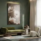 Narin Çiçekler Sıcak Nötr Tonlar Tekli Siyah Metal Çerçeveli Cam Tablo Duvar Salon