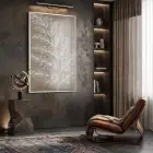 Botanik Dal Sıcak Grej Tonu Tekli Beyaz Metal Çerçeveli Cam Tablo Salon Oturma