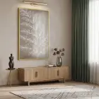 Botanik Dal Sıcak Grej Tonu Tekli Gold Metal Çerçeveli Cam Tablo Ev Dekorasyonu