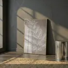 Botanik Dal Sıcak Grej Tonu Tekli Gold Metal Çerçeveli Cam Tablo Ev Dekorasyonu
