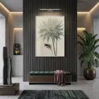 Büyük Çiçek Buzlu Pastel Tekli Beyaz Metal Çerçeveli Cam Tablo Yatak Odası Koridor