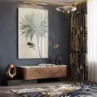 Büyük Çiçek Buzlu Pastel Tekli Beyaz Metal Çerçeveli Cam Tablo Yatak Odası Koridor