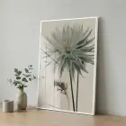 Büyük Çiçek Buzlu Pastel Tekli Beyaz Metal Çerçeveli Cam Tablo Yatak Odası Koridor