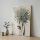 Büyük Çiçek Buzlu Pastel Tekli Gold Metal Çerçeveli Cam Tablo Poster Dekoratif Obje