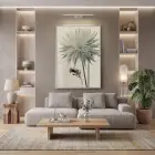 Büyük Çiçek Buzlu Pastel Tekli Gümüş Metal Çerçeveli Cam Tablo Ev Dekorasyonu Oda