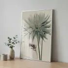 Büyük Çiçek Buzlu Pastel Tekli Gümüş Metal Çerçeveli Cam Tablo Ev Dekorasyonu Oda