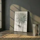 Büyük Çiçek Buzlu Pastel Tekli Siyah Metal Çerçeveli Cam Tablo Poster Dekoratif Obje