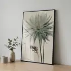 Büyük Çiçek Buzlu Pastel Tekli Siyah Metal Çerçeveli Cam Tablo Poster Dekoratif Obje