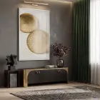 Altın Diskler Sıcak Tonları Tekli Beyaz Metal Çerçeveli Cam Tablo Salon Oturma Odası