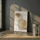 Altın Diskler Sıcak Tonları Tekli Gold Metal Çerçeveli Cam Tablo Salon Oturma Odası