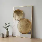 Altın Diskler Sıcak Tonları Tekli Gold Metal Çerçeveli Cam Tablo Salon Oturma Odası