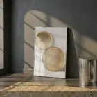 Altın Diskler Sıcak Tonları Tekli Gümüş Metal Çerçeveli Cam Tablo Salon Oturma Odası