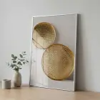 Altın Diskler Sıcak Tonları Tekli Gümüş Metal Çerçeveli Cam Tablo Salon Oturma Odası