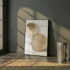 Altın Diskler Sıcak Tonları Tekli Siyah Metal Çerçeveli Cam Tablo Poster Dekoratif Obje