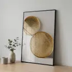 Altın Diskler Sıcak Tonları Tekli Siyah Metal Çerçeveli Cam Tablo Poster Dekoratif Obje