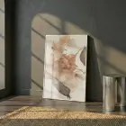 Kuru Çiçek Sıcak Bej Tonları Tekli Beyaz Metal Çerçeveli Cam Tablo Ev Dekorasyonu