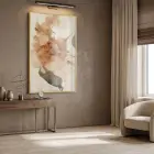 Kuru Çiçek Sıcak Bej Tonları Tekli Gold Metal Çerçeveli Cam Tablo Poster Dekoratif