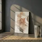 Kuru Çiçek Sıcak Bej Tonları Tekli Gümüş Metal Çerçeveli Cam Tablo Poster Dekoratif