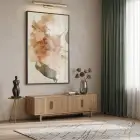 Kuru Çiçek Sıcak Bej Tonları Tekli Siyah Metal Çerçeveli Cam Tablo Ev Dekorasyonu