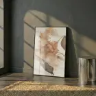 Kuru Çiçek Sıcak Bej Tonları Tekli Siyah Metal Çerçeveli Cam Tablo Ev Dekorasyonu
