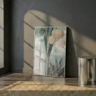 Egzotik Bitki Su Yeşili Tonları Tekli Gümüş Metal Çerçeveli Cam Tablo Ev Dekorasyonu