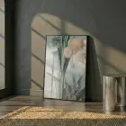 Egzotik Bitki Su Yeşili Tonları Tekli Siyah Metal Çerçeveli Cam Tablo Poster Dekoratif