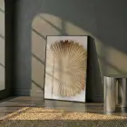 Organik Yelpaze Sıcak Altın Tonları Tekli Siyah Metal Çerçeveli Cam Tablo Ev Dekorasyonu