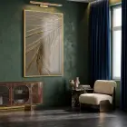 Palmiye Yaprağı Altın Tonları Tekli Gold Metal Çerçeveli Cam Tablo Ev Dekorasyonu Oda
