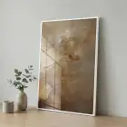 Abstrakt Doku Sıcak Toprak Tonları Tekli Beyaz Metal Çerçeveli Cam Tablo Poster Dekoratif