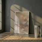 Soyut Doku Sıcak Toprak Tonları Tekli Beyaz Metal Çerçeveli Cam Tablo Ev Dekorasyonu
