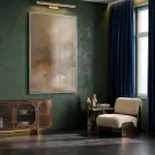 Soyut Doku Sıcak Toprak Tonları Tekli Gümüş Metal Çerçeveli Cam Tablo Duvar Salon
