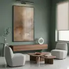 Soyut Doku Sıcak Toprak Tonları Tekli Siyah Metal Çerçeveli Cam Tablo Salon Oturma