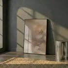 Soyut Doku Sıcak Toprak Tonları Tekli Siyah Metal Çerçeveli Cam Tablo Salon Oturma