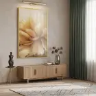 Büyük Çiçek Sıcak Altın Tonları Tekli Gold Metal Çerçeveli Cam Tablo Poster Dekoratif