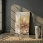Büyük Çiçek Sıcak Altın Tonları Tekli Gold Metal Çerçeveli Cam Tablo Poster Dekoratif