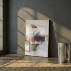 Soyut Sanat Sıcak Toprak Tonları Tekli Gold Metal Çerçeveli Cam Tablo Poster Dekoratif