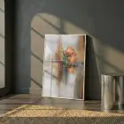 Soyut Çiçek Sıcak Sonbahar Tonları Tekli Beyaz Metal Çerçeveli Cam Tablo Poster Dekoratif