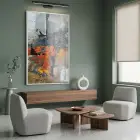 Soyut Kompozisyon Dinamik Turuncu Tonları Tekli Beyaz Metal Çerçeveli Cam Tablo Ev Dekorasyonu