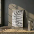 Eğrelti Otu Natürel Sepya Ton Tekli Gold Metal Çerçeveli Cam Tablo Salon Oturma
