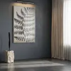 Eğrelti Otu Natürel Sepya Ton Tekli Gümüş Metal Çerçeveli Cam Tablo Duvar Salon