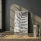 Eğrelti Otu Natürel Sepya Ton Tekli Gümüş Metal Çerçeveli Cam Tablo Duvar Salon